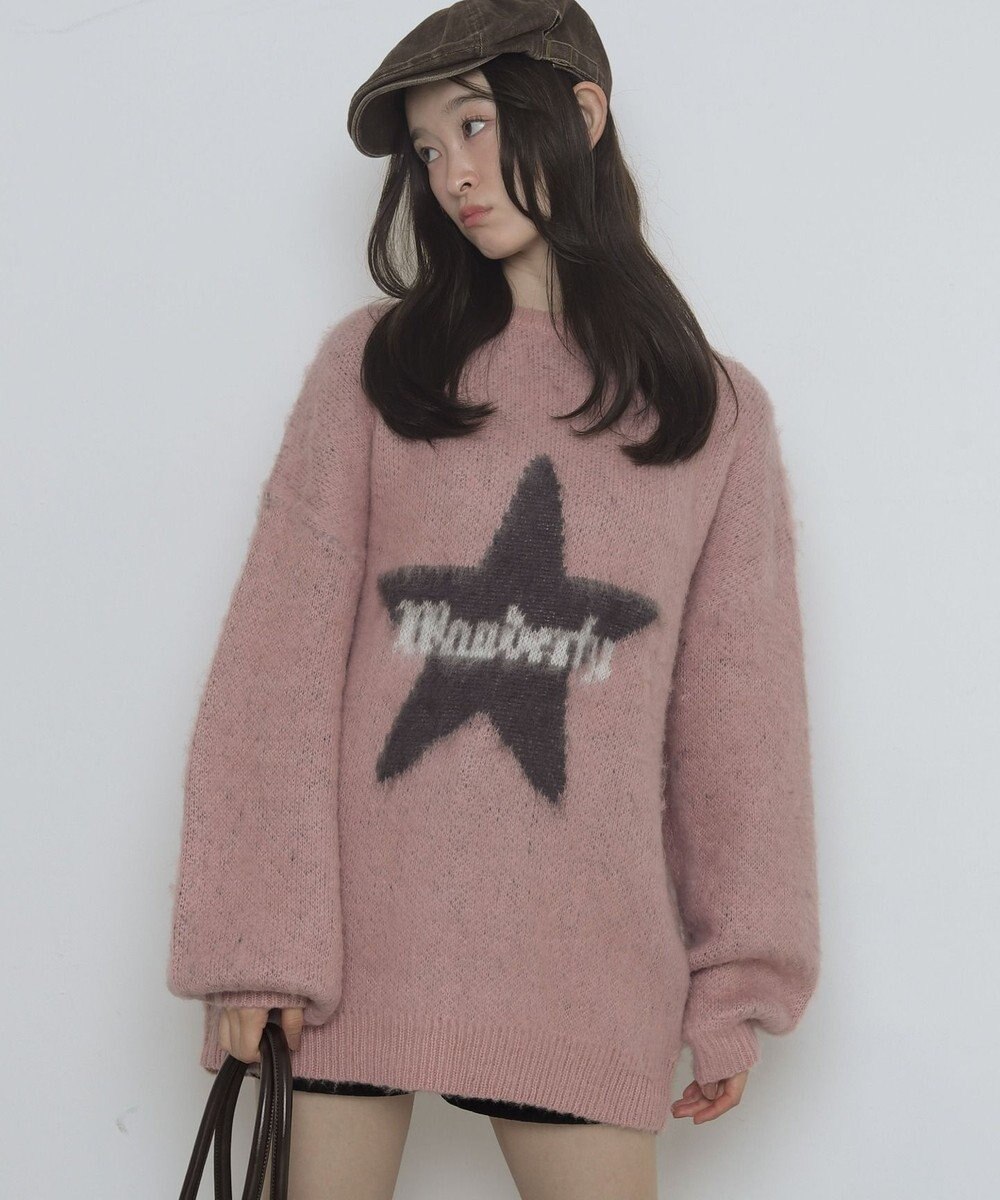 WEGO シャギーグラフィックニットBIGプルオーバー 