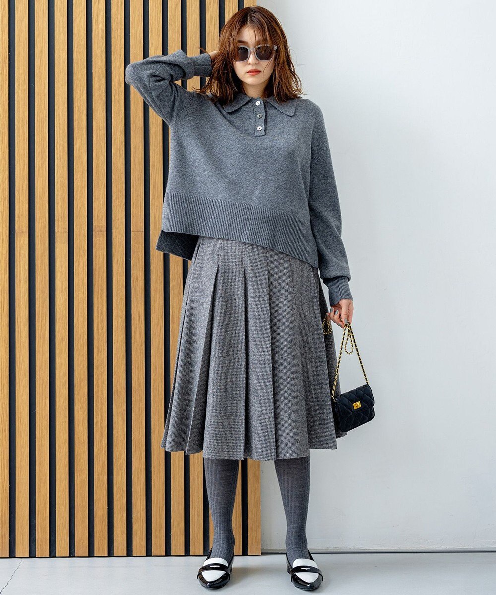 組曲 カシミヤブレンドバルキーポロ ニット 