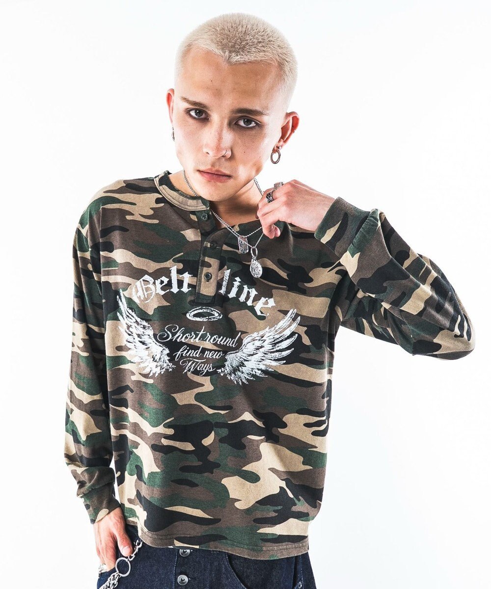 WEGO 【ユニセックス着用ITEM/MLサイズ展開】グラフィックヘンリーネックT(LS) 