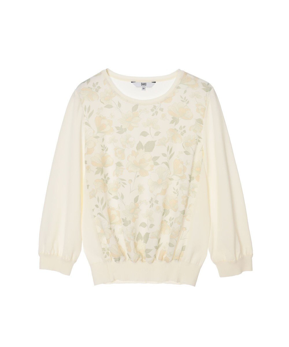 DAKS フローラルプリントコンビ クルーネックプルオーバー 