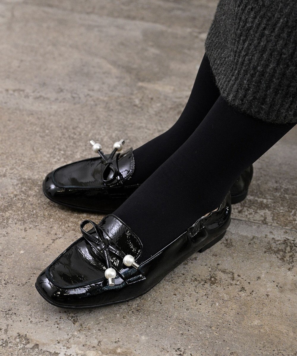 nouvelleRobe Oū 【本革・高反発】Square スクエアトゥ パール付きモカシン 