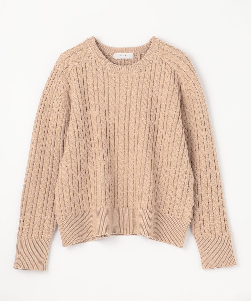 ANY L 【洗濯機可】クロップド丈ケーブルニット 