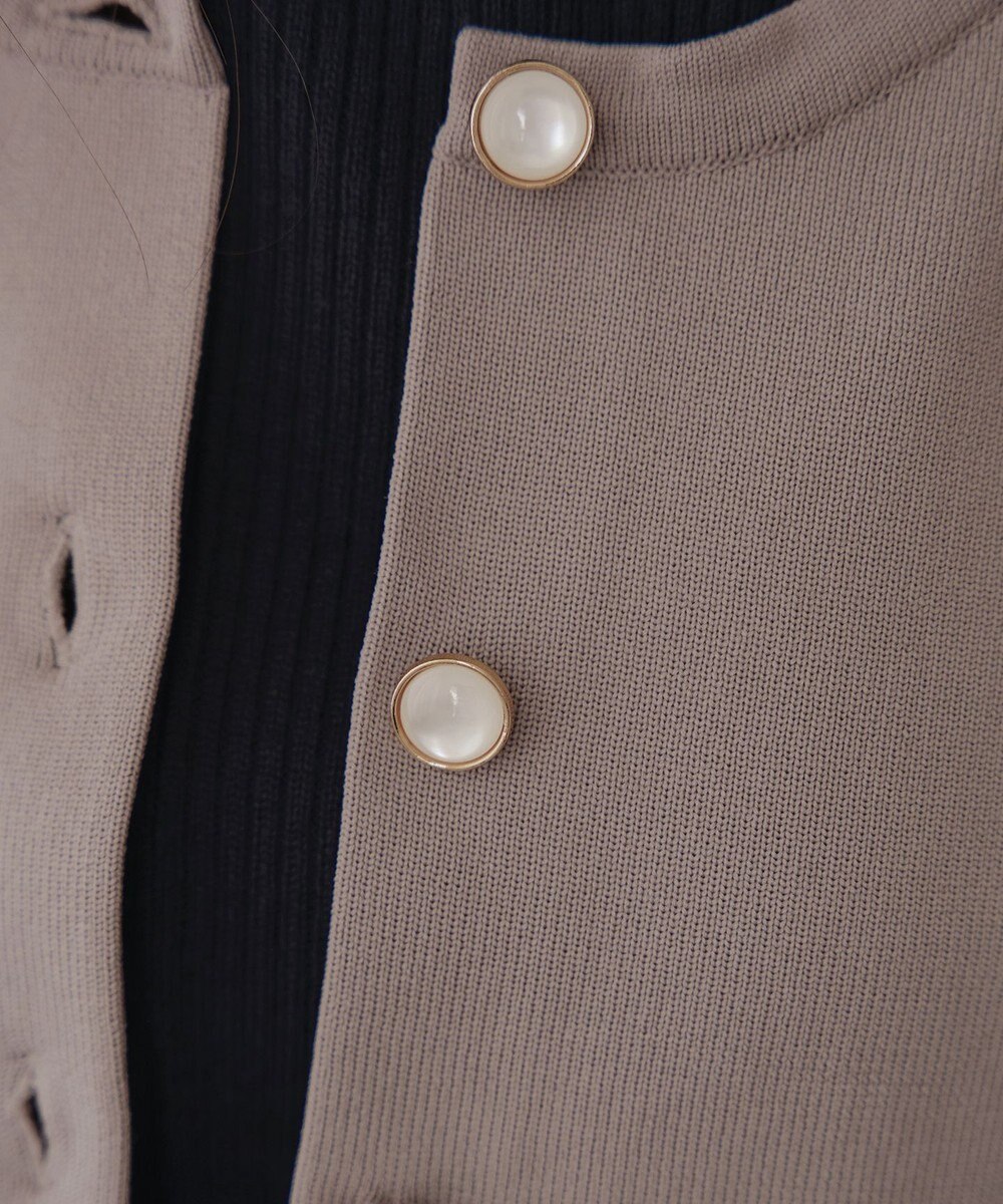 Tiaclasse L 【洗える】スポンジニットパールボタンカーディガン 