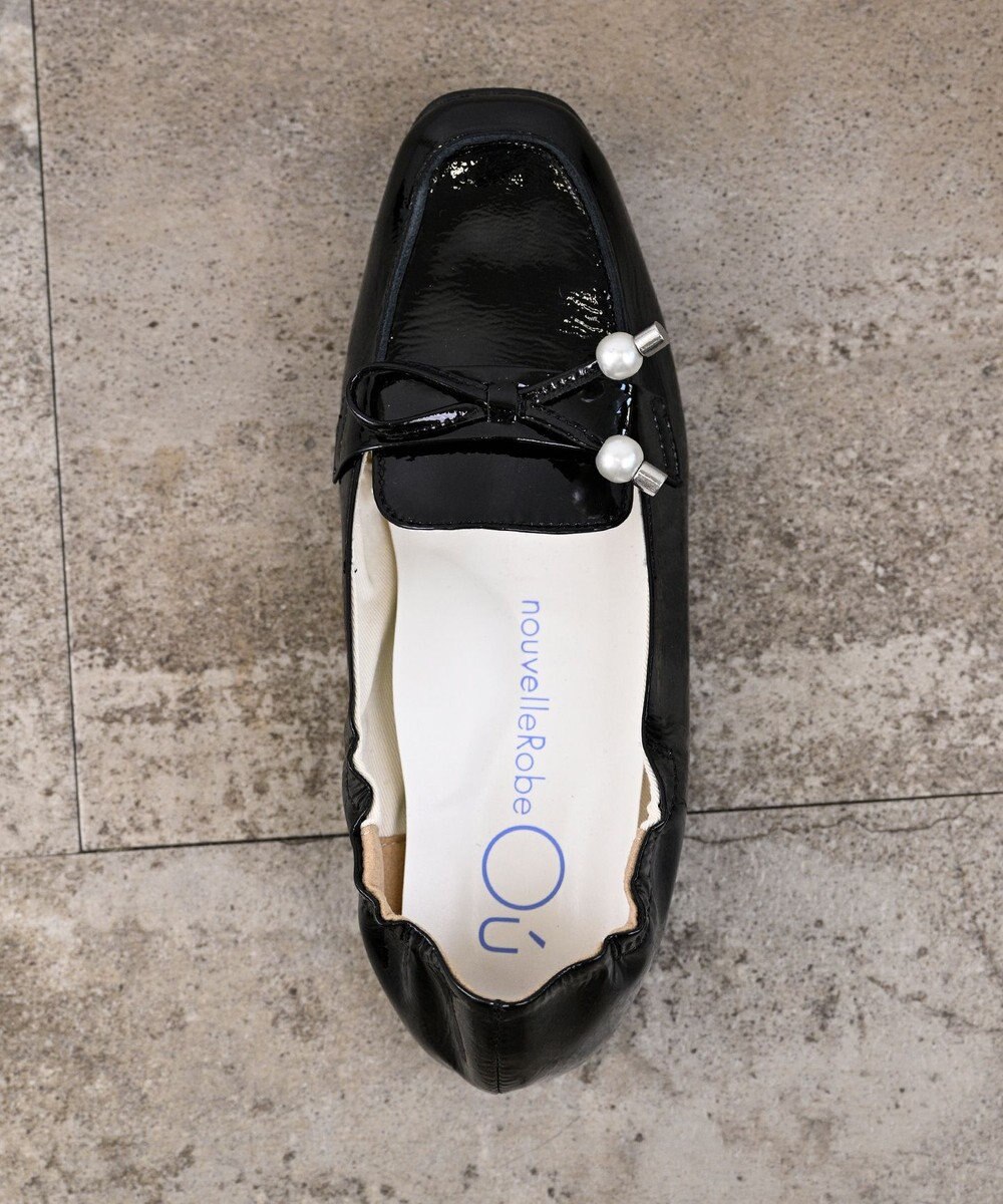nouvelleRobe Oū 【本革・高反発】Square スクエアトゥ パール付きモカシン 