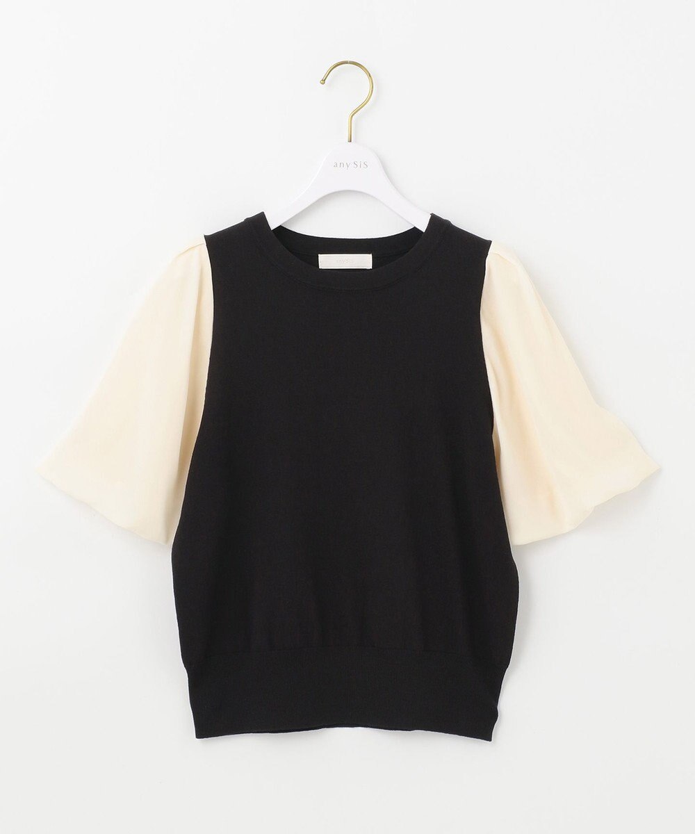 ANY SIS 【洗える】バルーンスリーブ ニットＴシャツ 
