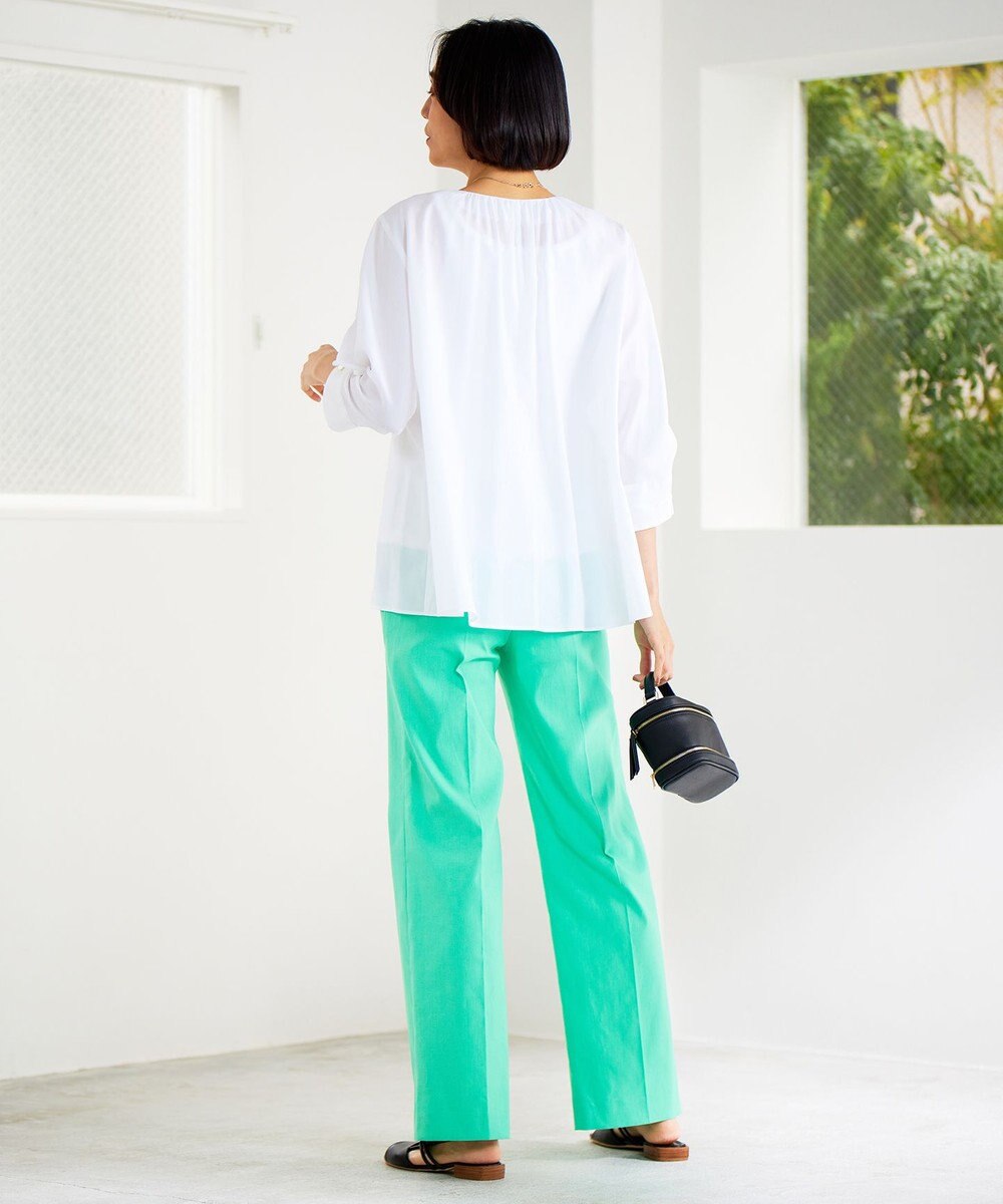 自由区 【接触冷感・UVカット・吸水速乾・洗える】シェルタリングオックスストレート パンツ 