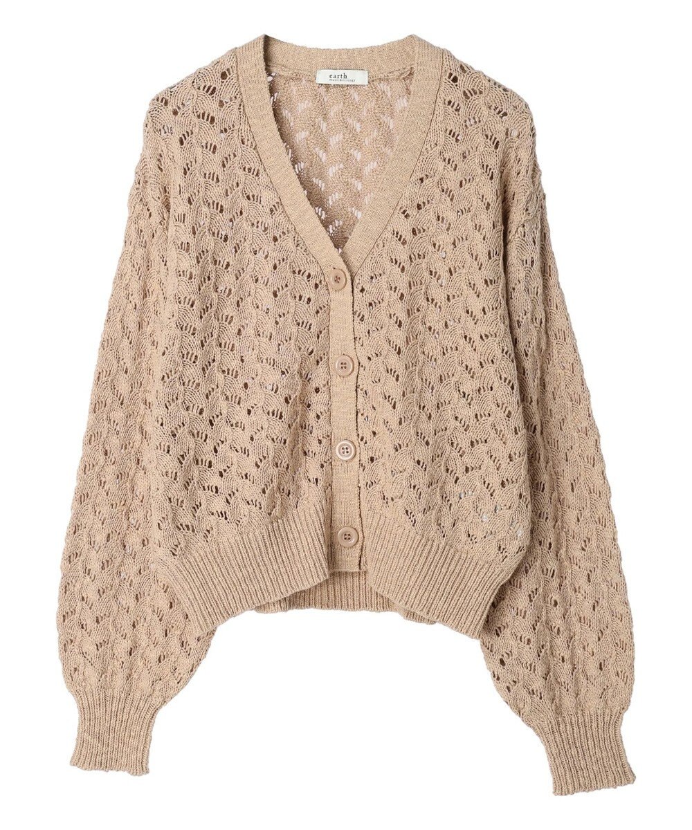 earth music&ecology スラブコットンレース編みカーディガン 