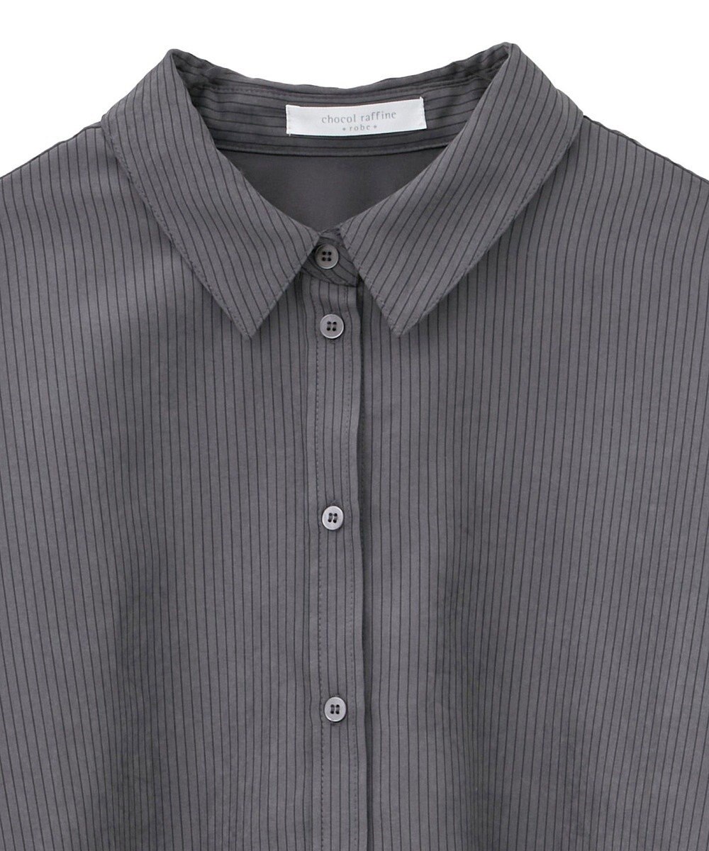 Green Parks シルキータッチストライプシャツ 