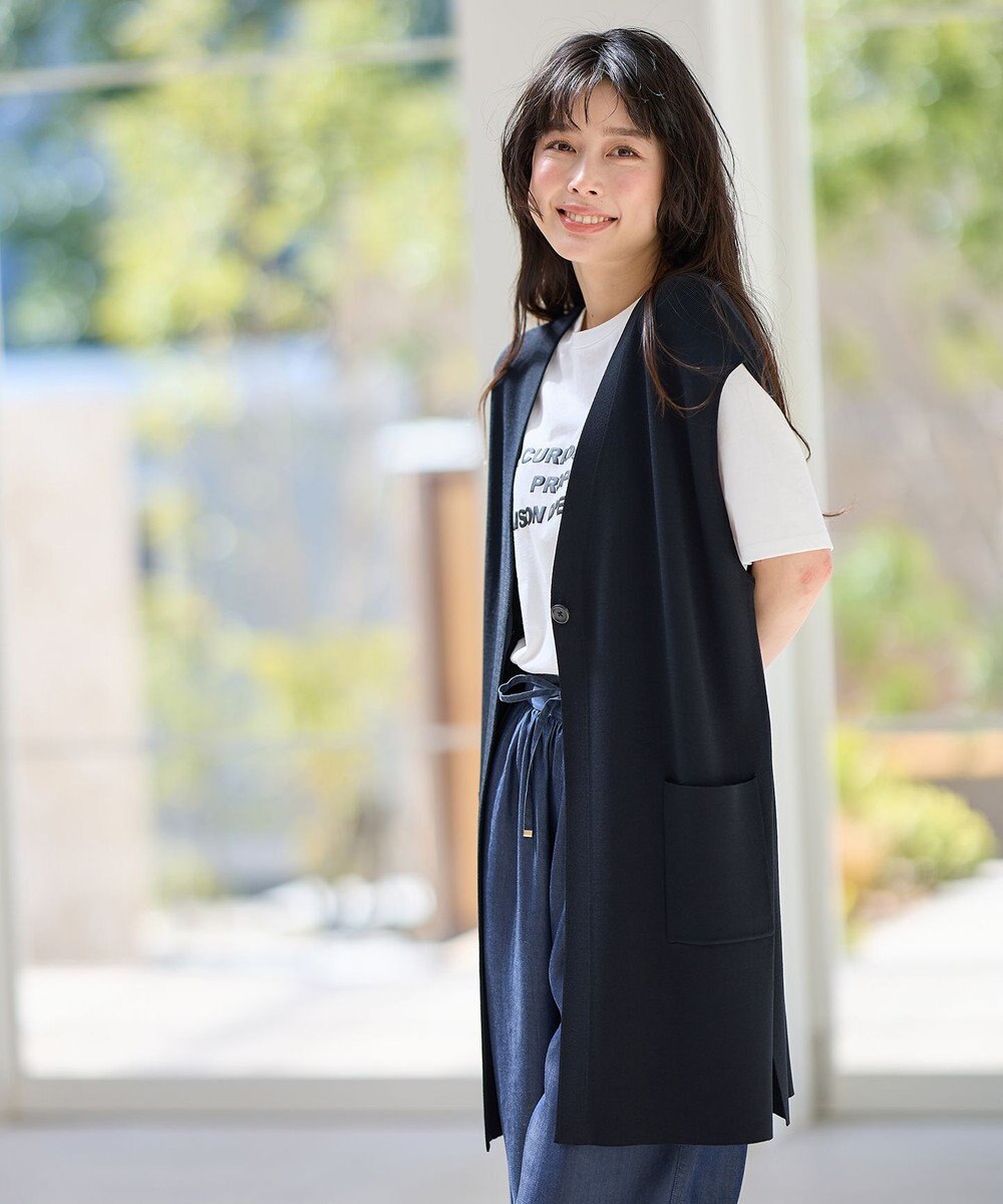 ANY L ロングニットジレ 