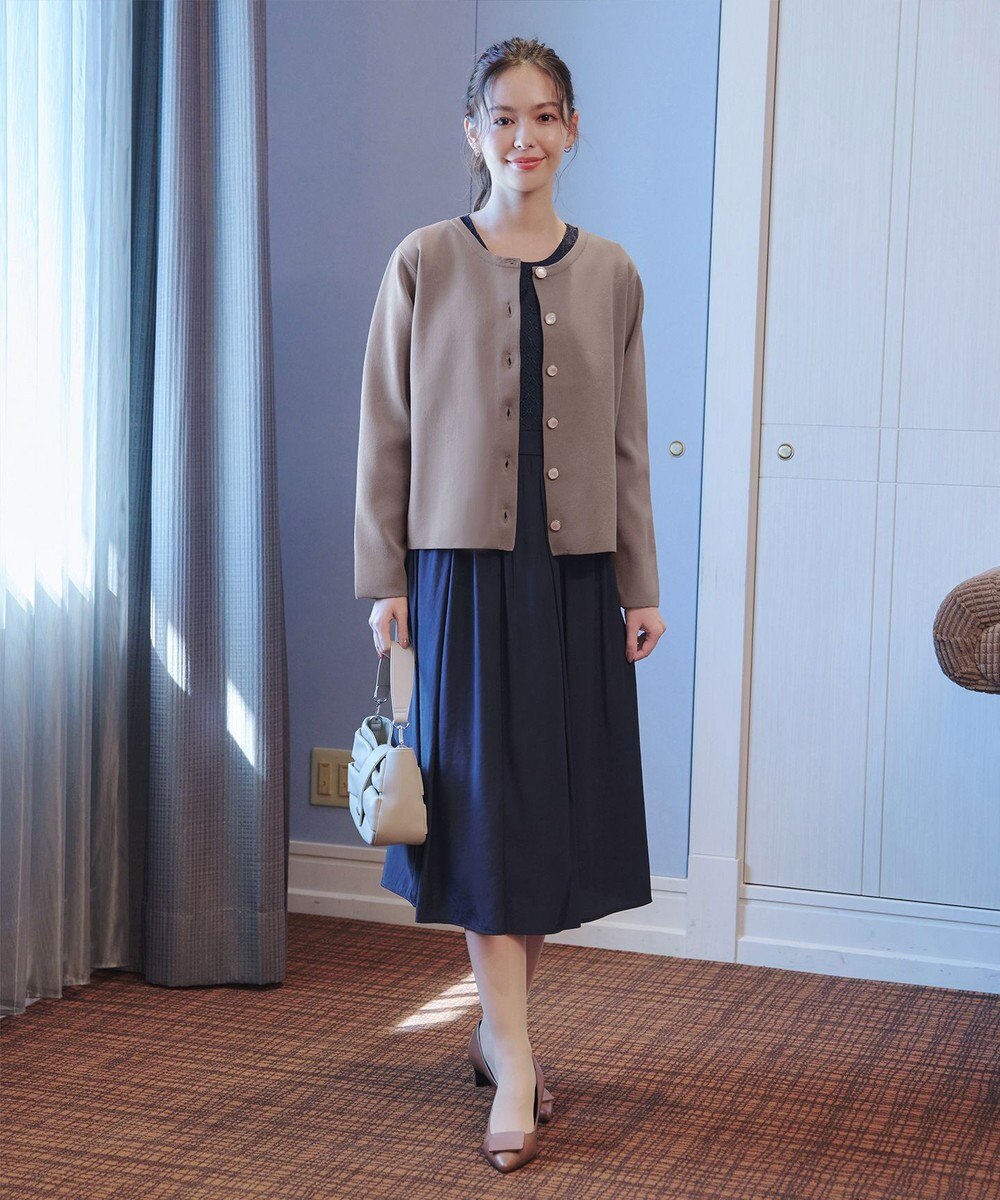 Tiaclasse L 【洗える】スポンジニットパールボタンカーディガン 