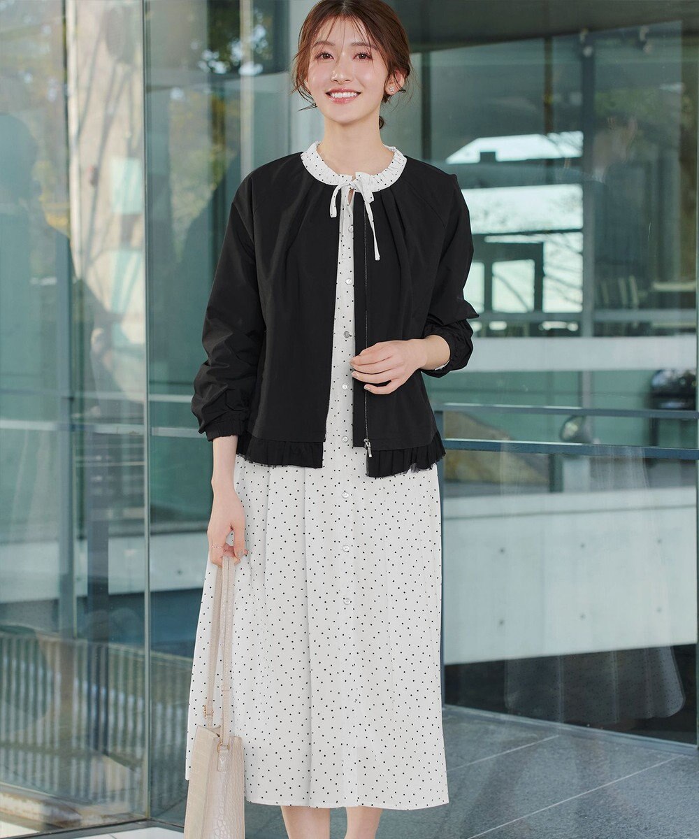 Tiaclasse L 襟フリルリボンワンピース 