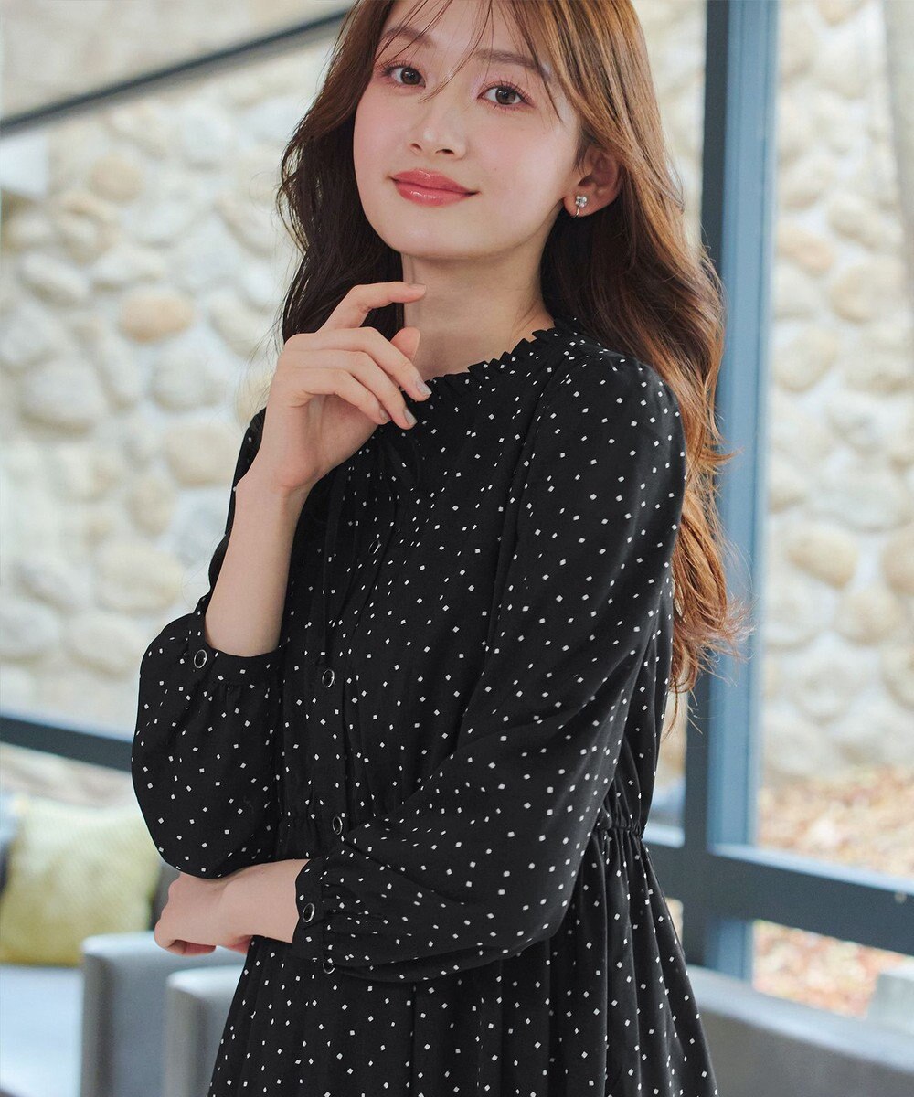 Tiaclasse L 襟フリルリボンワンピース 