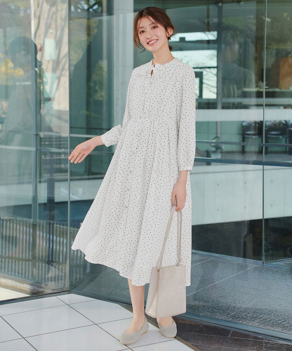 Tiaclasse L 襟フリルリボンワンピース 