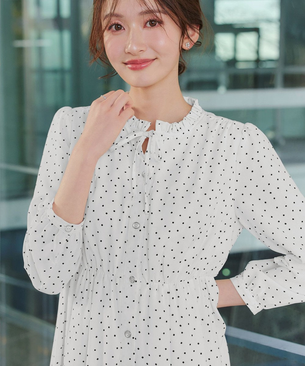 Tiaclasse L 襟フリルリボンワンピース 