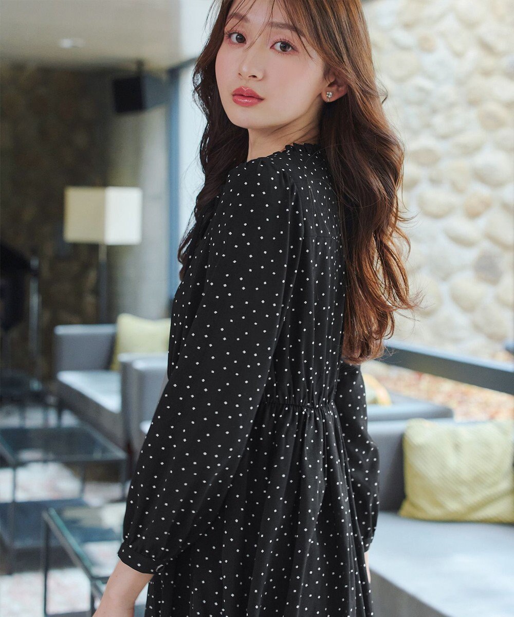 Tiaclasse L 襟フリルリボンワンピース 