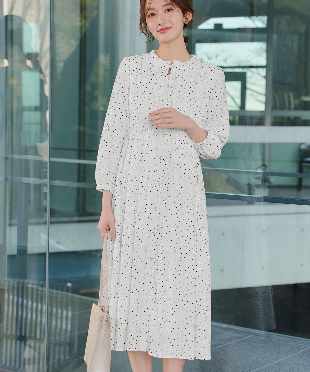 Tiaclasse L 襟フリルリボンワンピース 