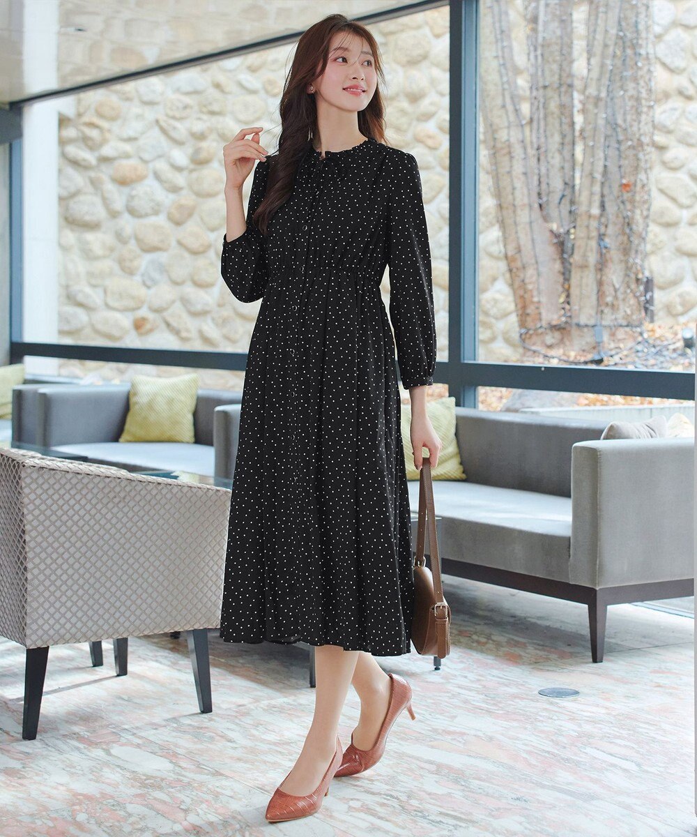 Tiaclasse L 襟フリルリボンワンピース 