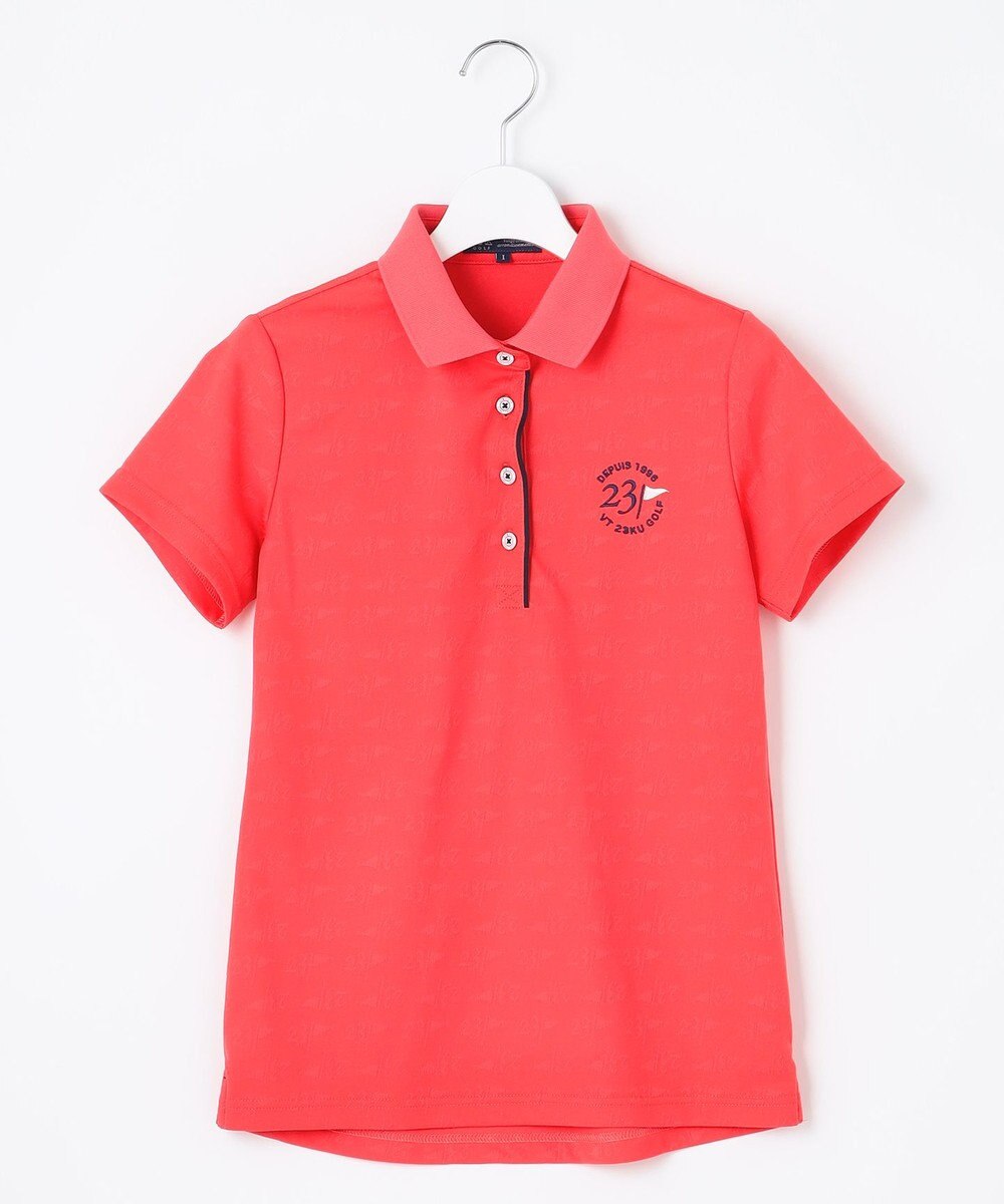 23区GOLF 【WOMEN】フラッグロゴジャガード ポロシャツ 