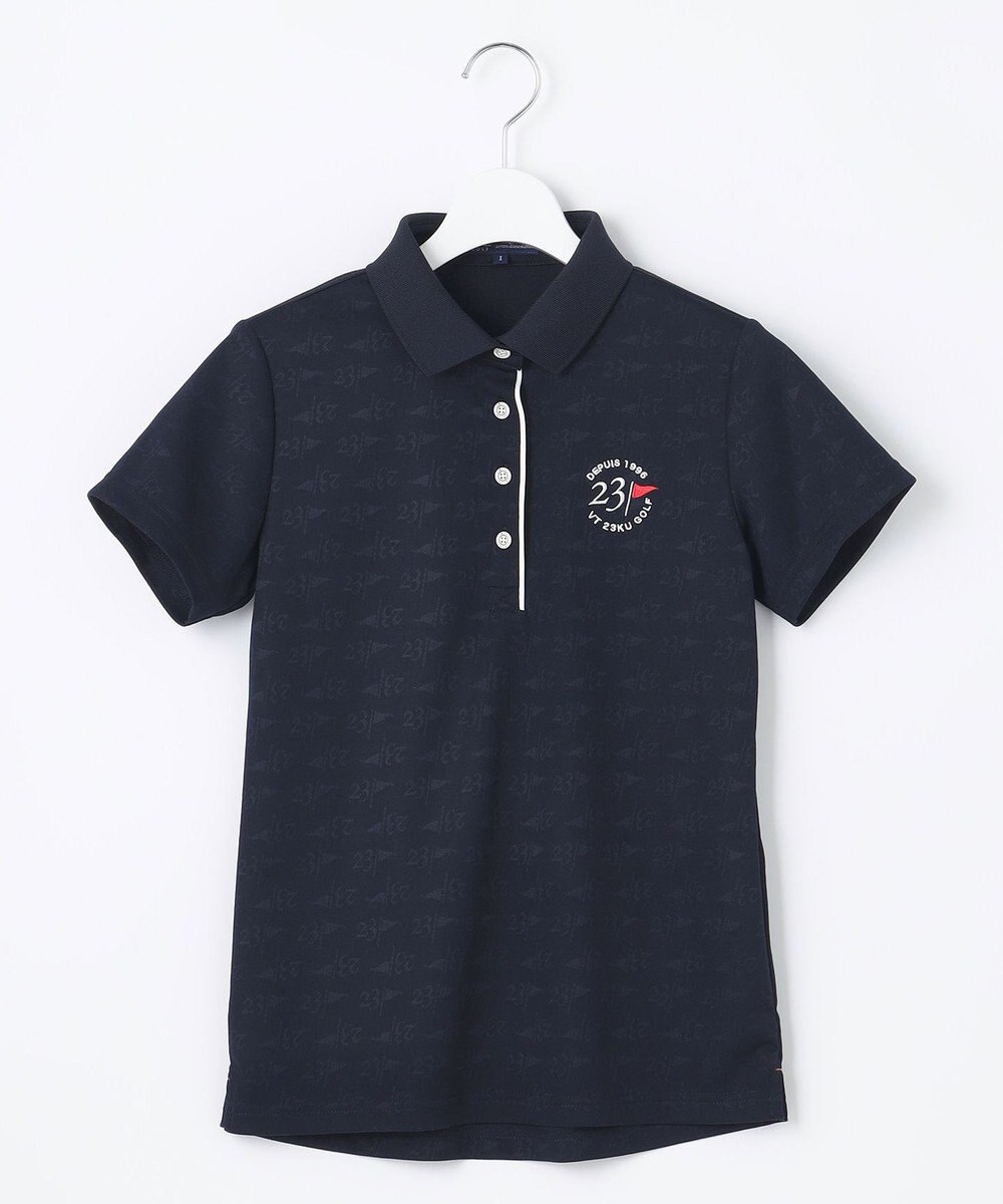 23区GOLF 【WOMEN】フラッグロゴジャガード ポロシャツ 