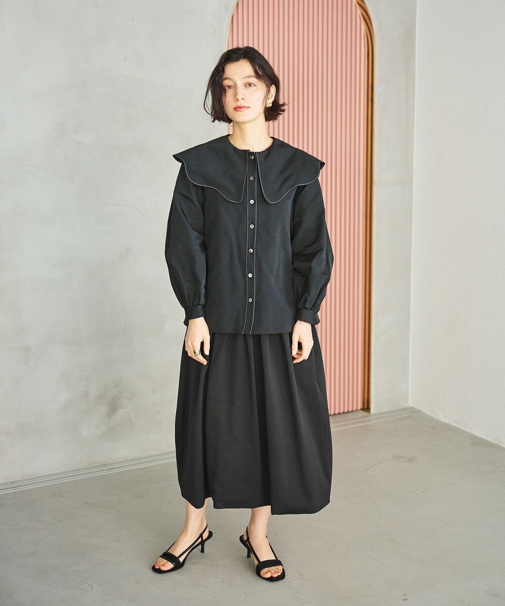 #Newans 【洗濯機可能/シワになりにくい】〈小柄さんにお勧め〉ウェービーカラーブラウス 