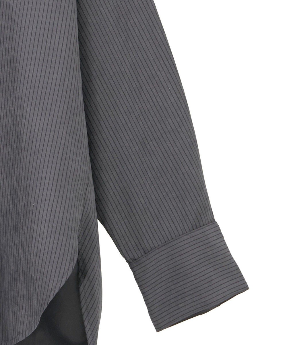 Green Parks シルキータッチストライプシャツ 