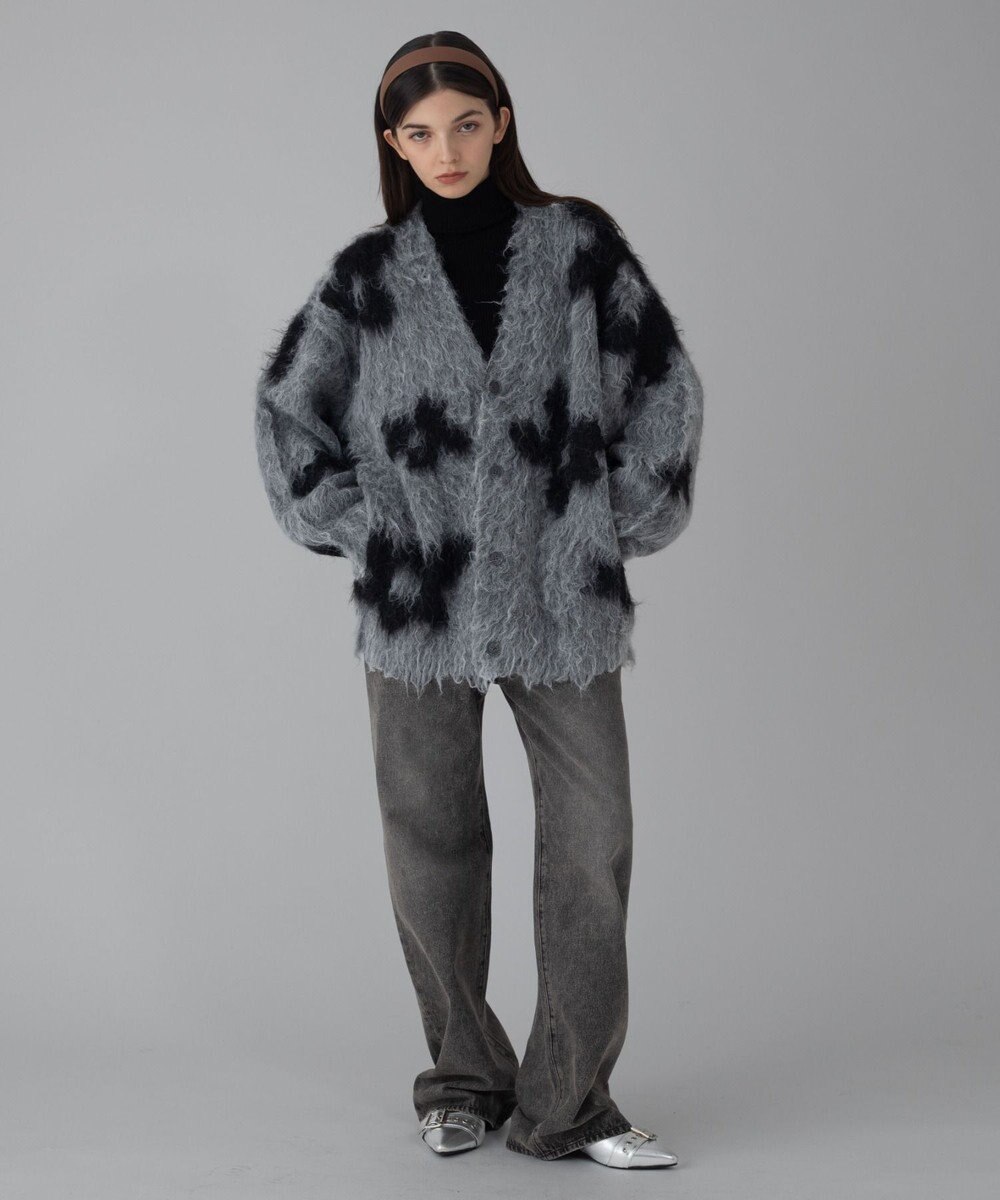 WEGO 【ユニセックス着用ITEM/MLサイズ展開】モヘアタッチパターンカーディガン 