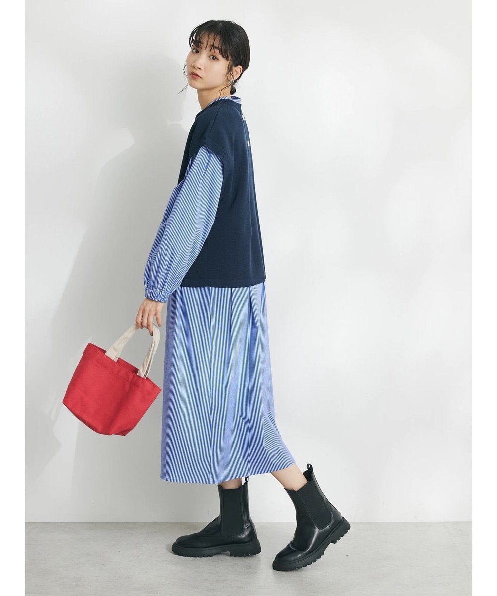 CRAFT STANDARD BOUTIQUE 【洗える】ニットベスト+シャツワンピース-SET 