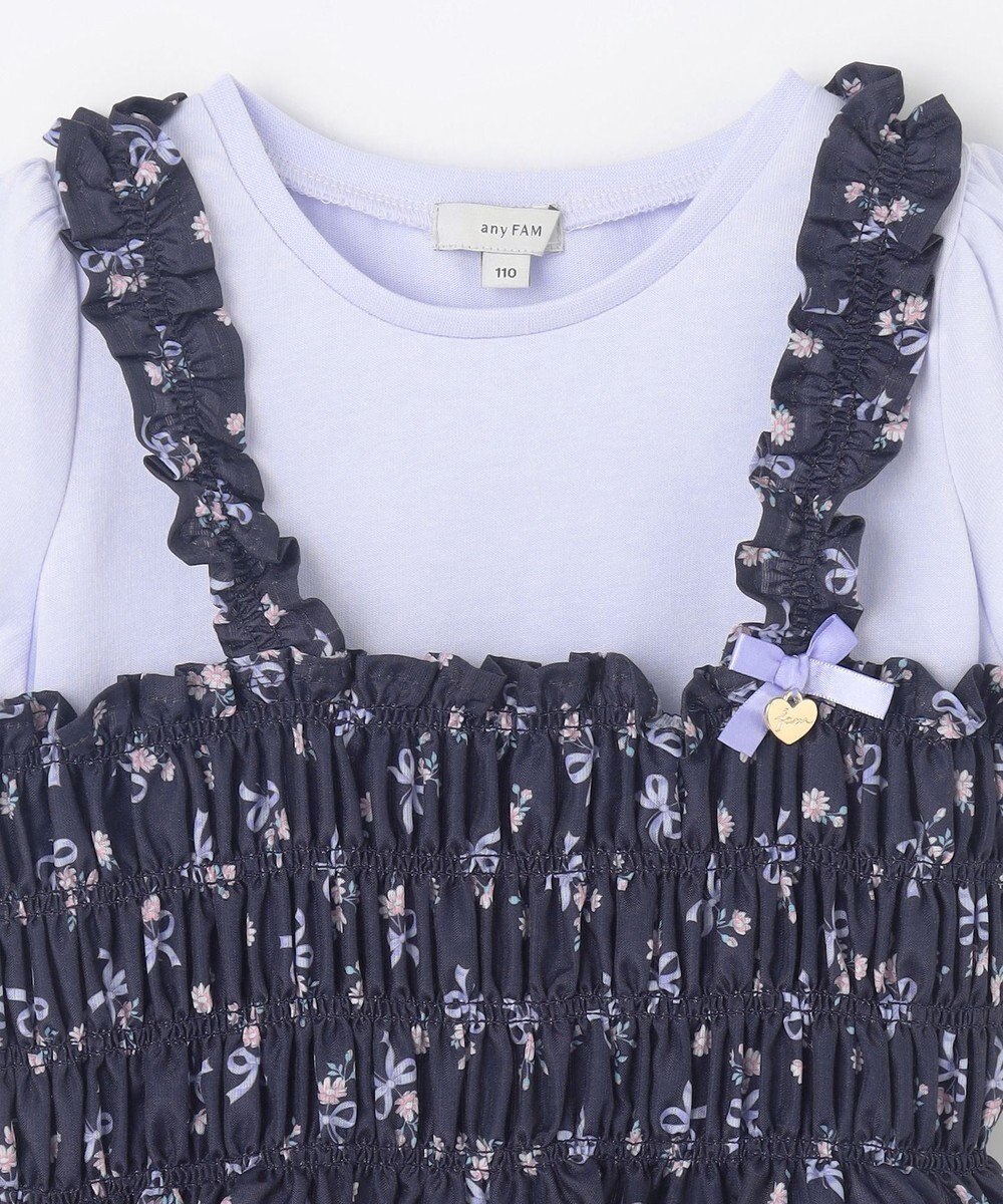 ANY KIDS フラワー×リボン ビスチェ付きTシャツ 