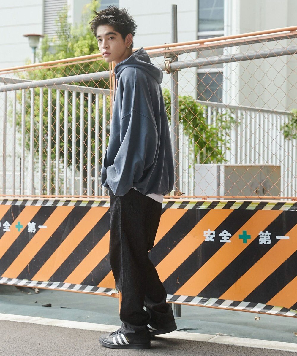 WEGO 【ユニセックス着用ITEM/ウエストゴム/SMLサイズ展開】デニムイージーストレートパンツ 