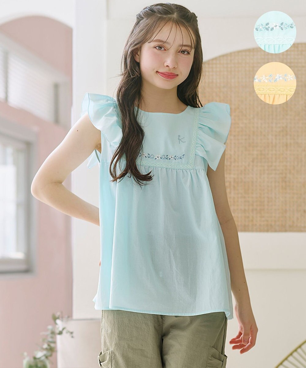 組曲 KIDS 【150-160㎝】 フラワーエンブロイダリーブラウス 