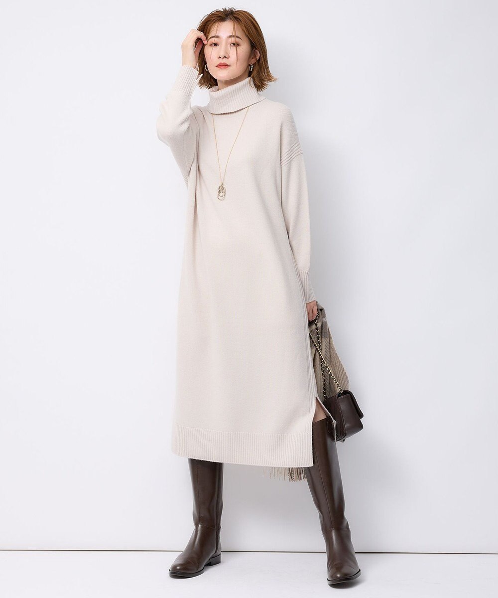 23区 S 【洗える】ウールカシミヤ タートルネック ニットワンピース 