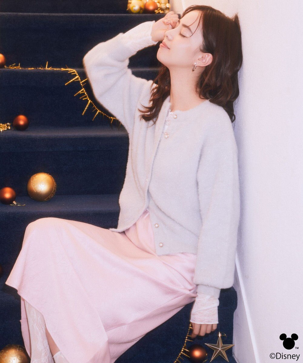 earth music&ecology 【予約】Disney/ポイントミッキーラメシャギーカーデ 