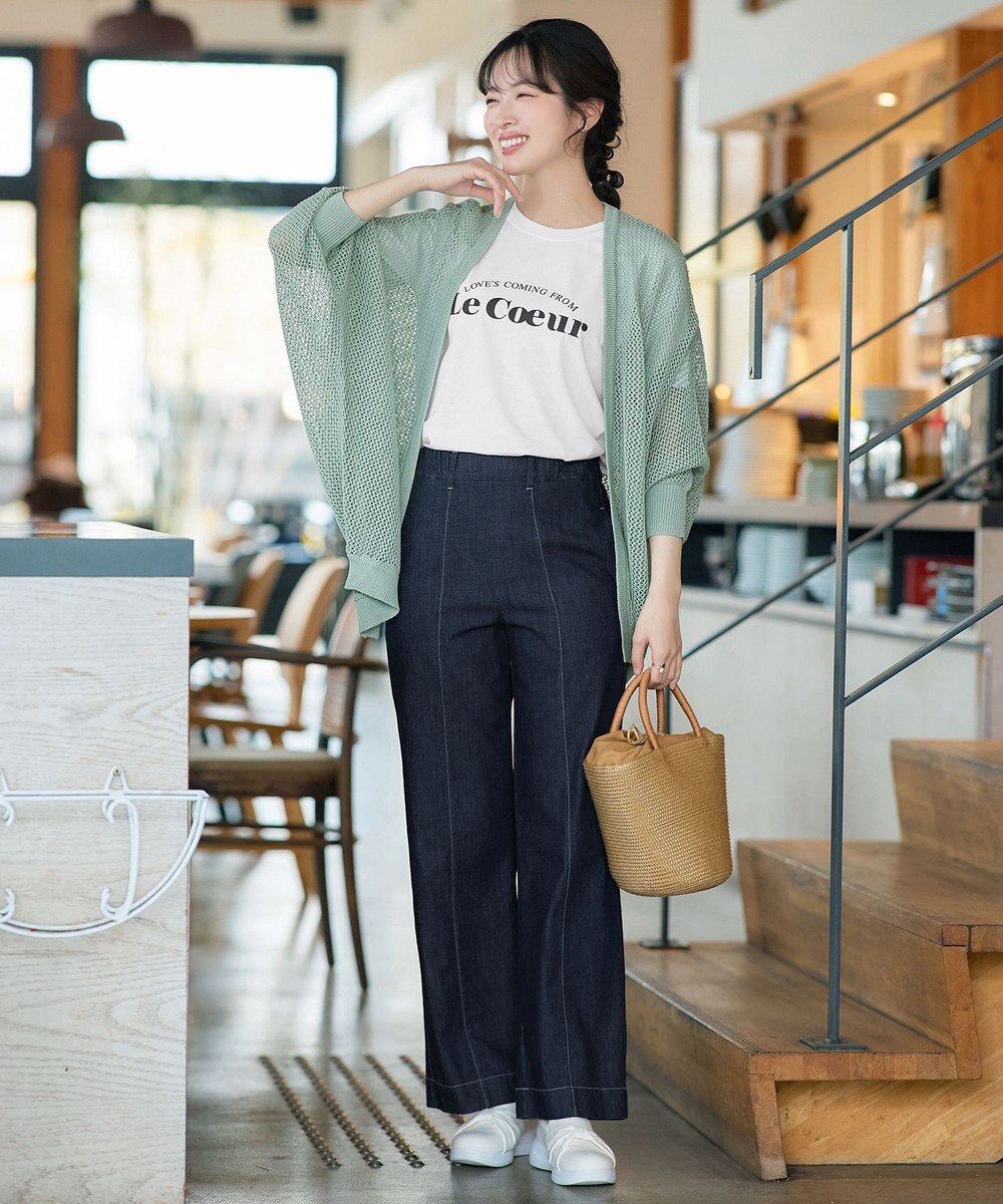 Tiaclasse 【おのののかさん着用】TCデニム切替ワイドストレートパンツ 
