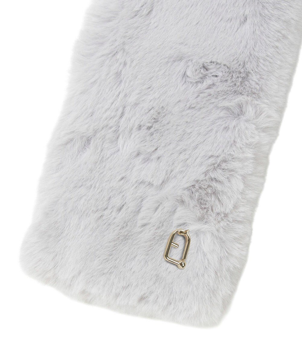 MOONBAT FURLA（フルラ）ベルト差し込みファーティペット アーチロゴ フェイクファー 