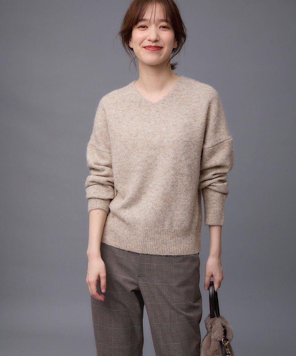 ANY シャイニースパンコールVネックニット 