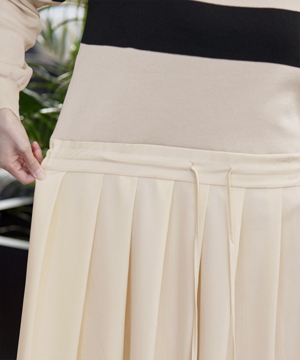 Tiaclasse 【洗える】マルチボーダーニットコンビワンピース 