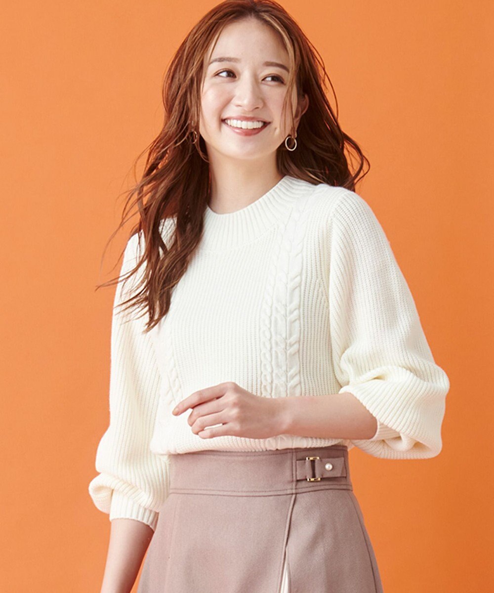 ANY SIS 【洗える】スフレケーブルパフスリーブ ニット 