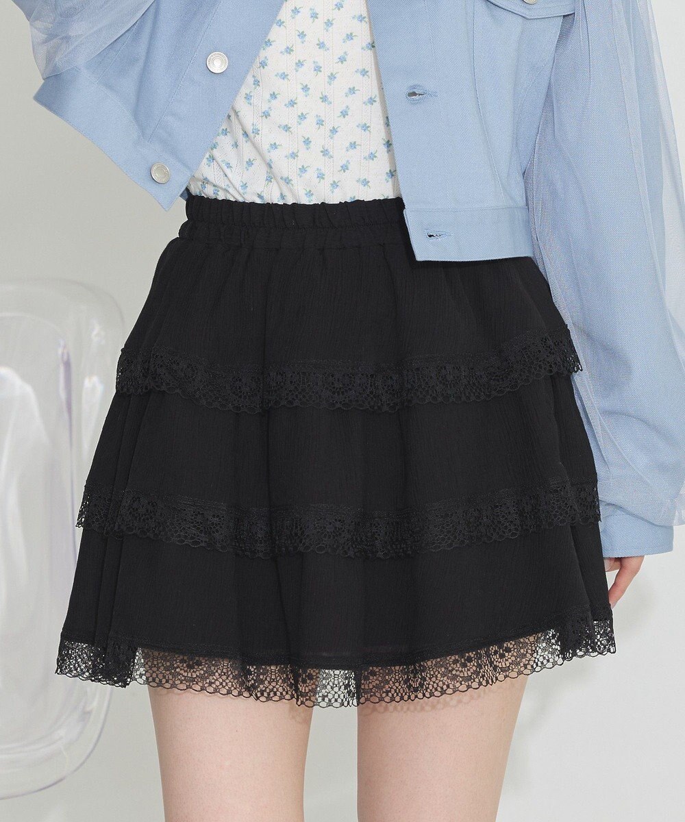 earth music&ecology ティアードレースミニスカート 
