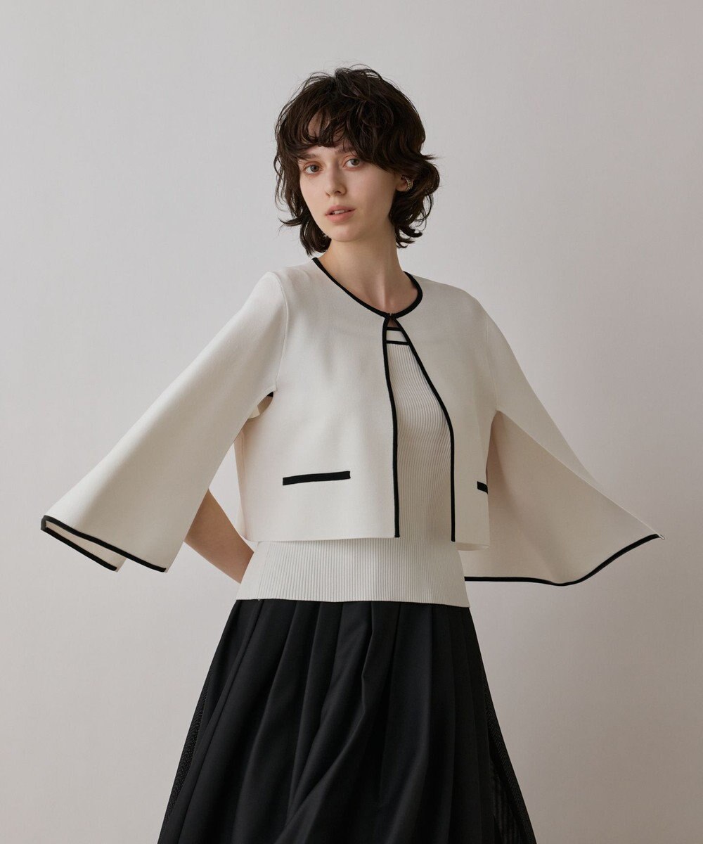 GRACE CONTINENTAL バイカラースリットニットカーディガン 