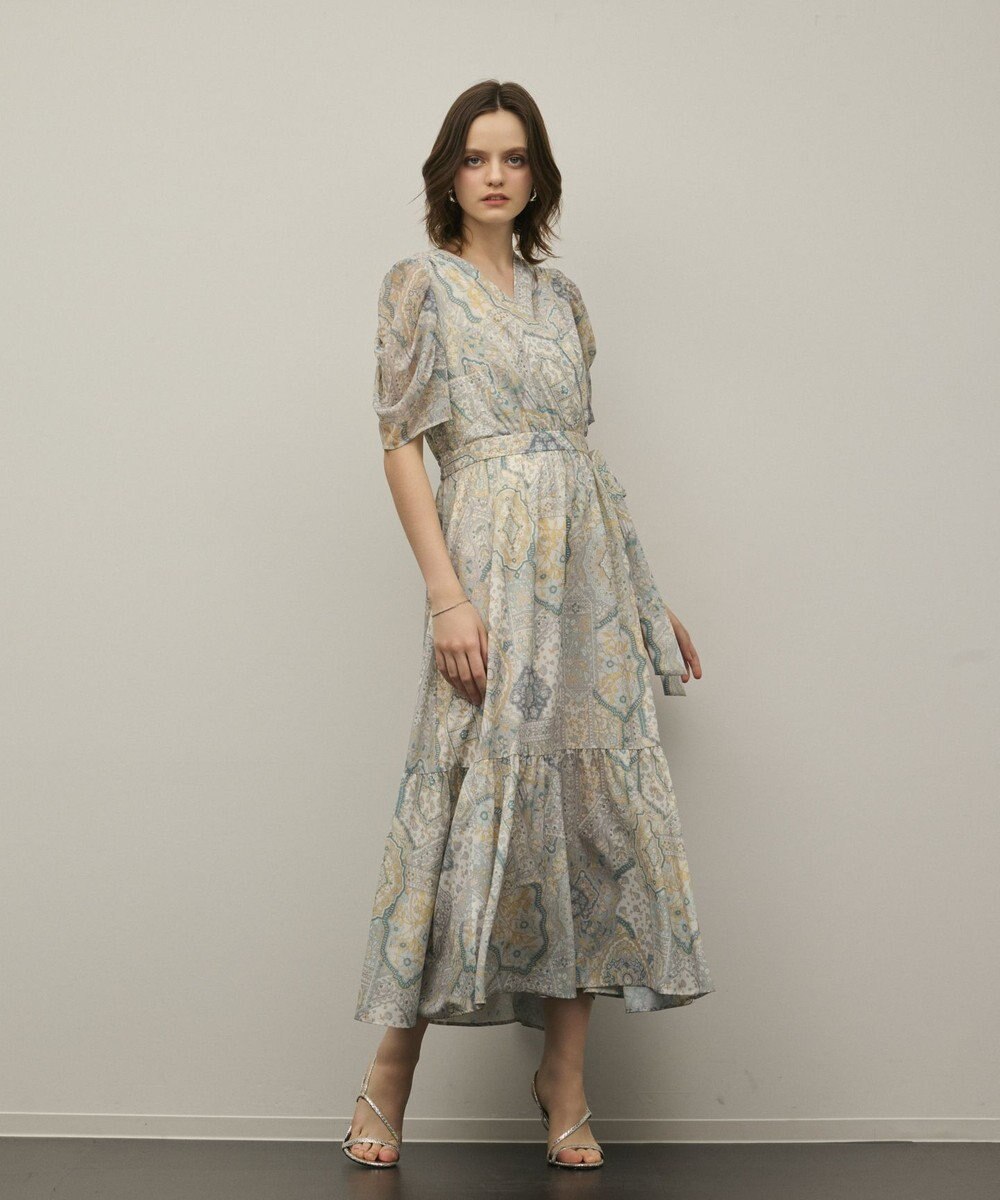 GRACE CONTINENTAL パッチワークプリントワンピース 