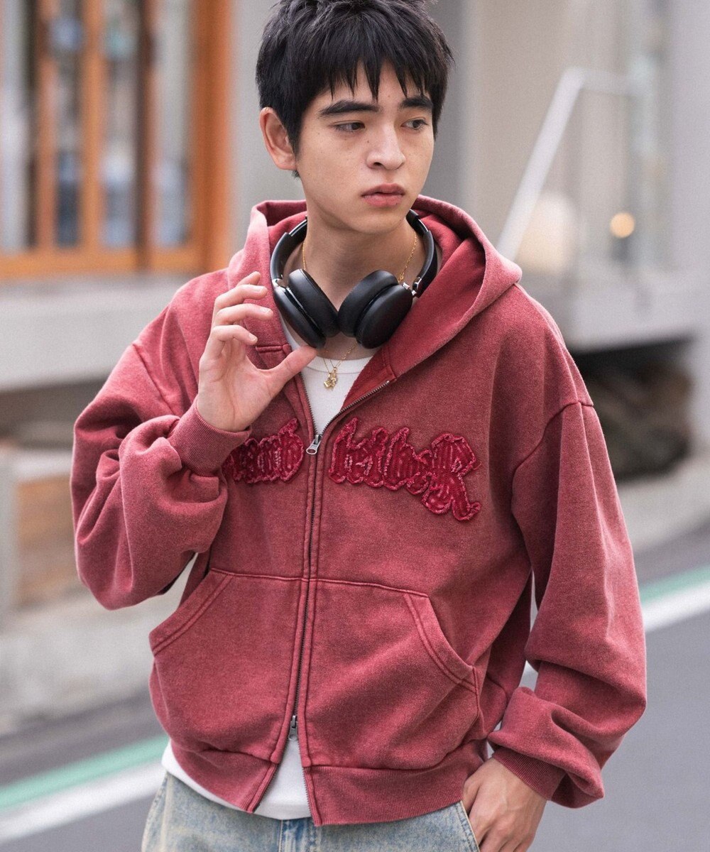 WEGO 【ユニセックス着用ITEM/MLサイズ展開】ショートグラフィックZIPパーカー 