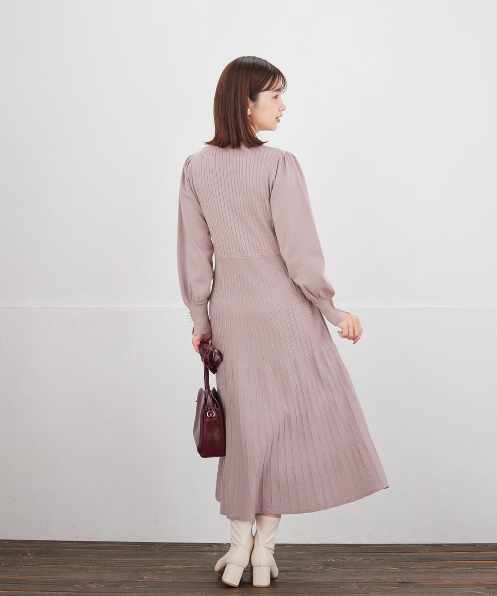 Tiaclasse リブニットパフスリーブワンピース 