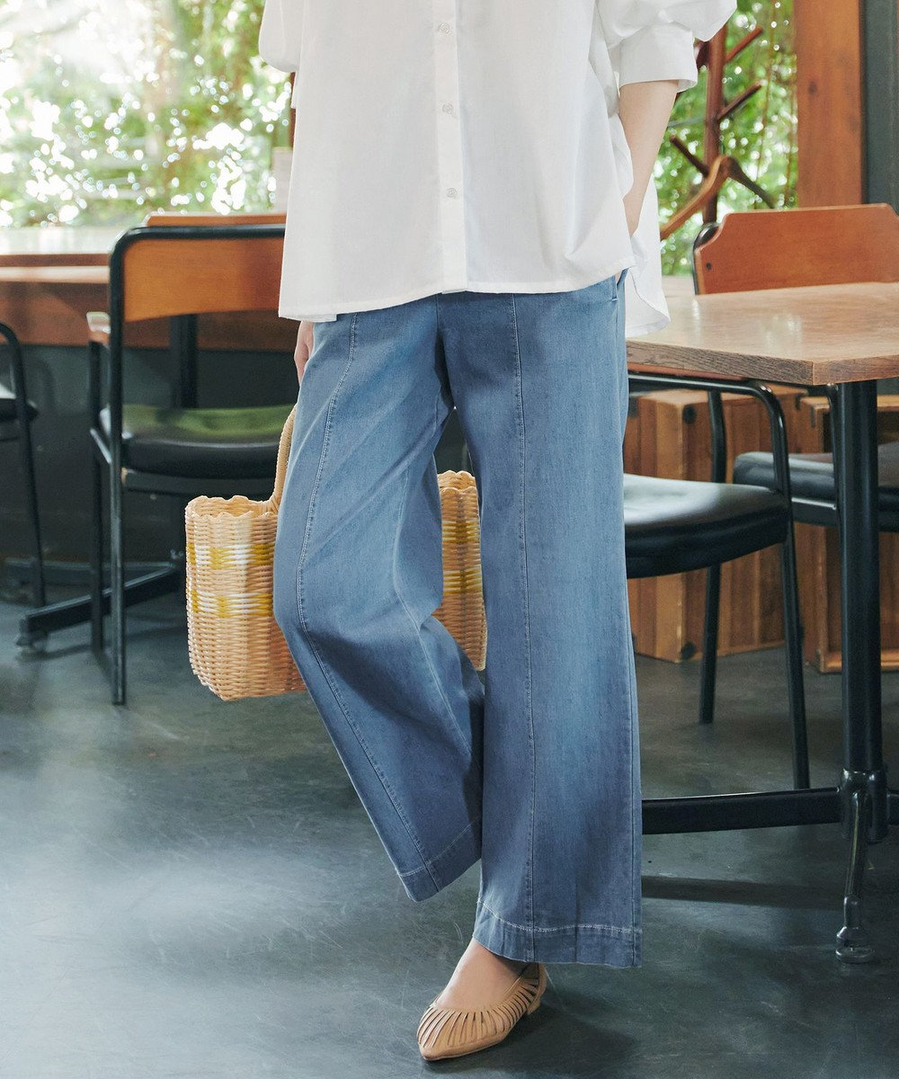 Tiaclasse 【おのののかさん着用】TCデニム切替ワイドストレートパンツ 