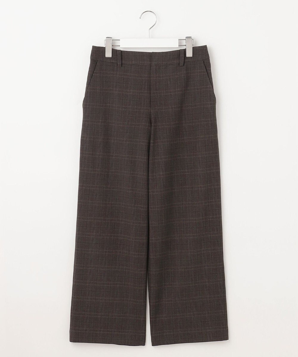 J.PRESS LADIES L 【洗える】T/Rアルガンシルクチェック ワイド パンツ 