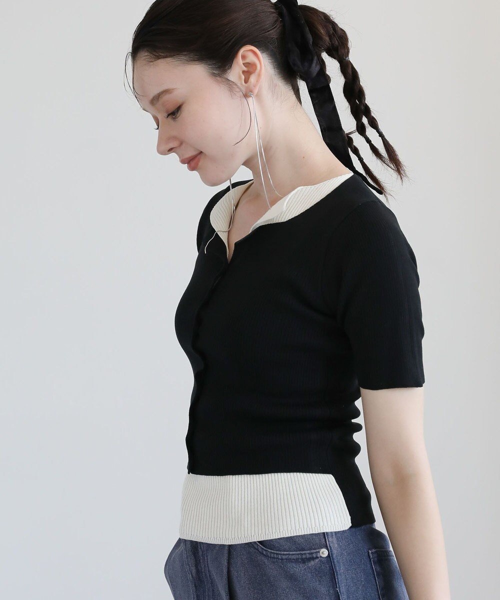 Green Parks ・Ｐｅｔｉｔ　Ｆｌｅｕｒ　バイカラーレイヤードニット 