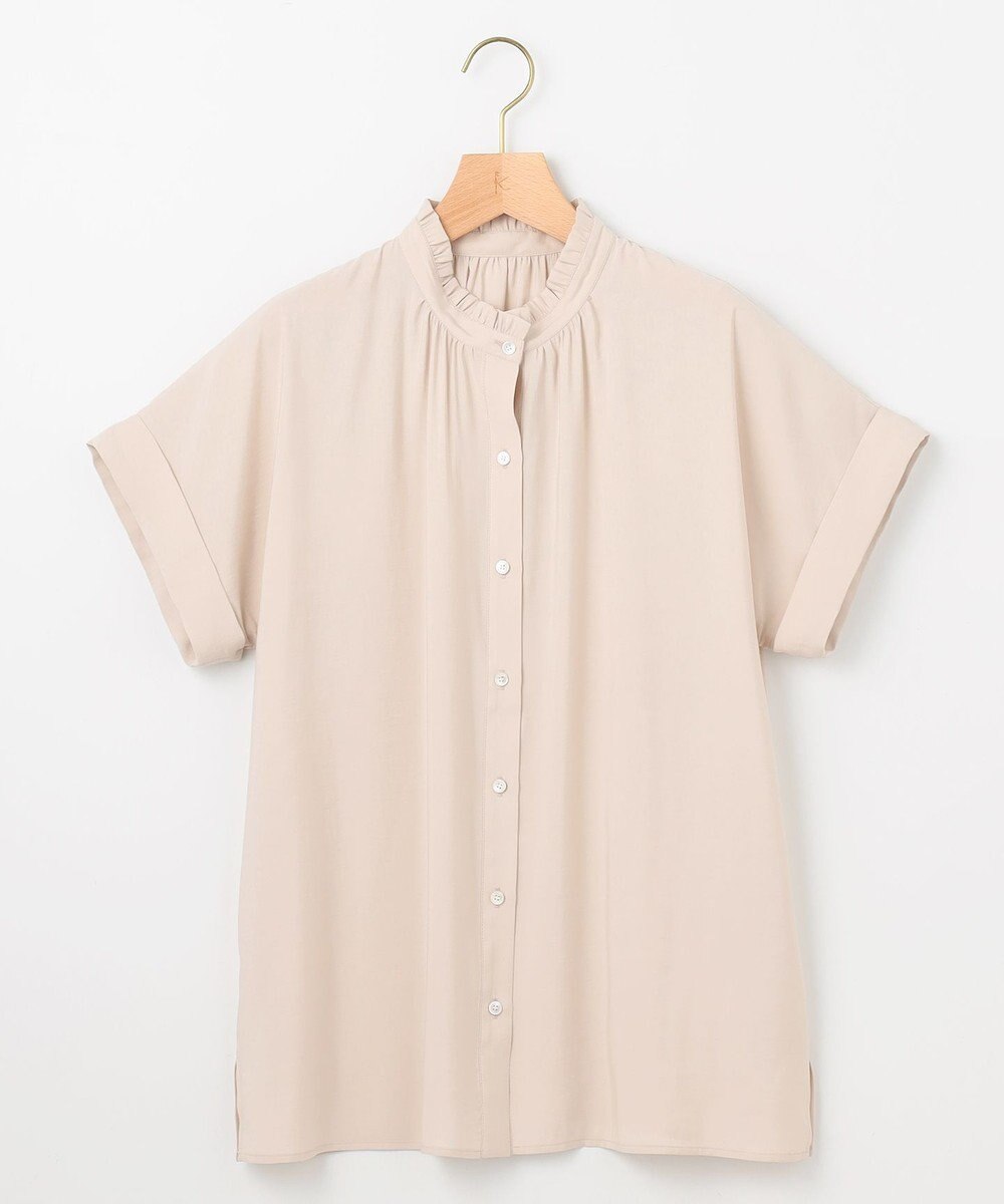 組曲 バウンディングシャーティング バンドカラーフリル ブラウス 