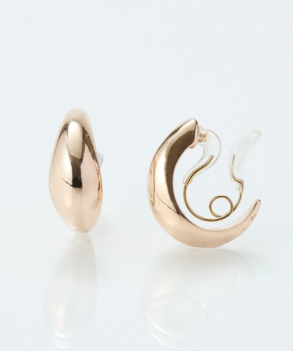 Phoebe 【金属アレルギー対応】【痛くないシリーズ】ぷっくりモードクリスタルループフィットイヤリング　シャンパンゴールド 