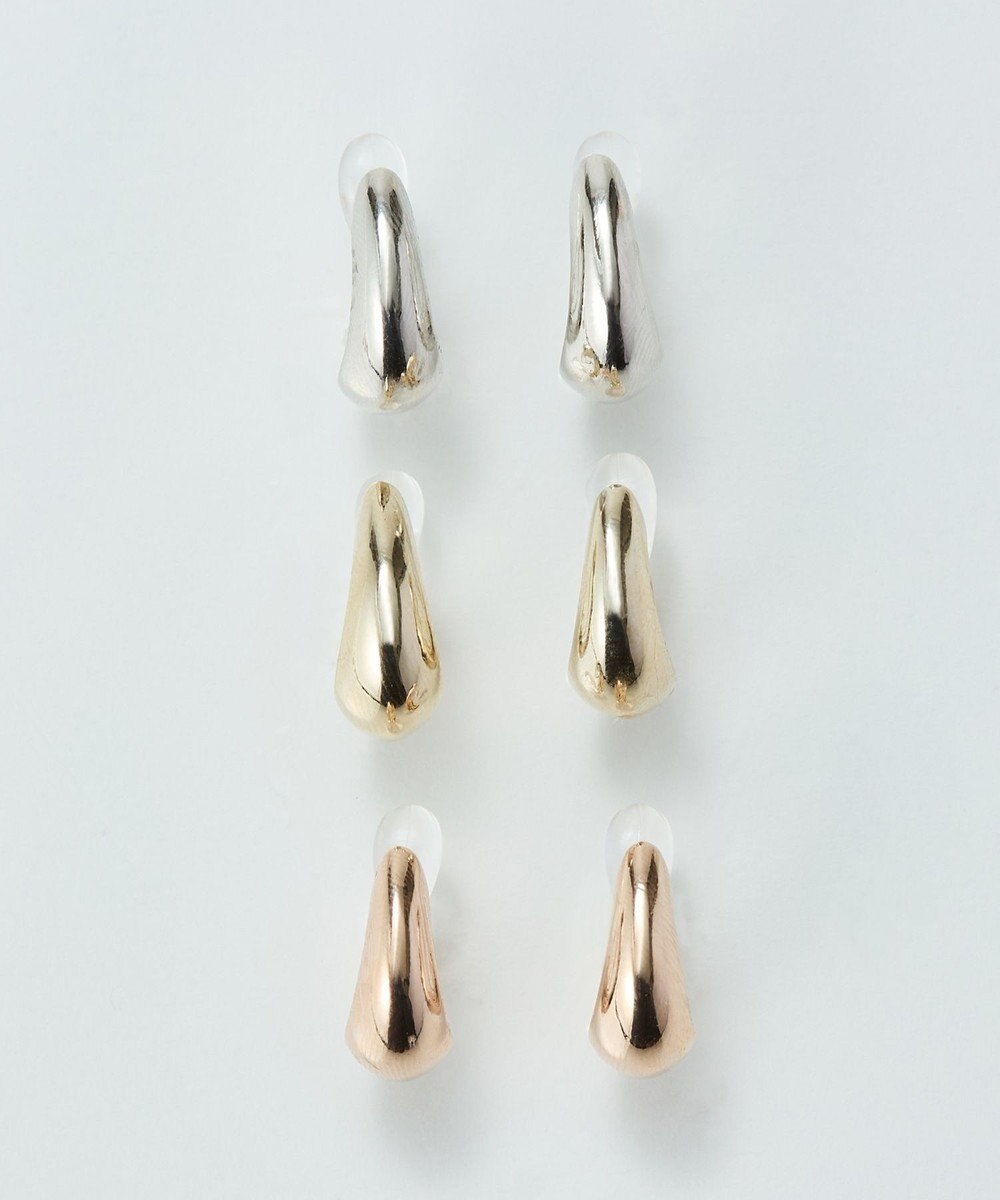 Phoebe 【金属アレルギー対応】【痛くないシリーズ】ぷっくりモードクリスタルループフィットイヤリング　シャンパンゴールド 