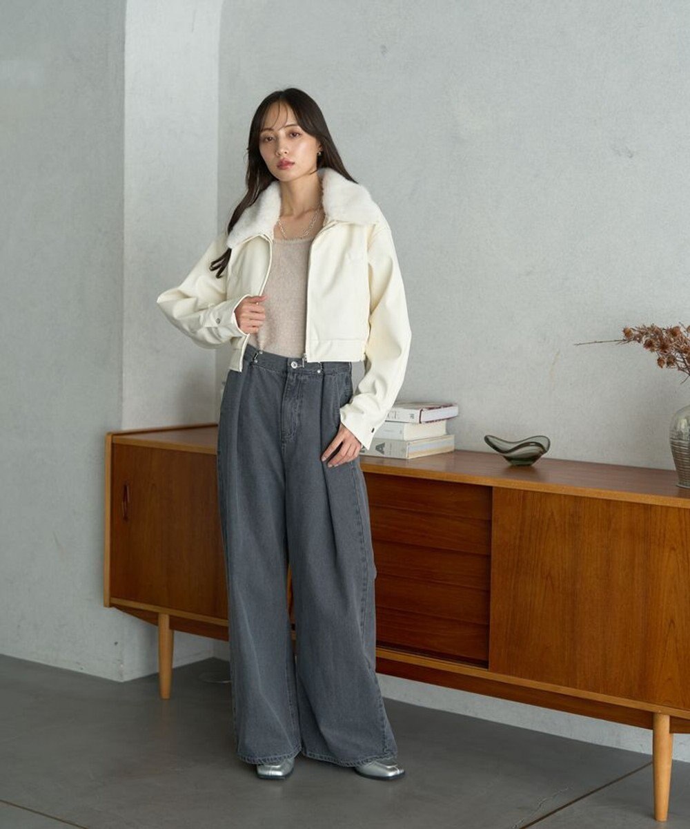 earth music&ecology タックホックデニムパンツ 