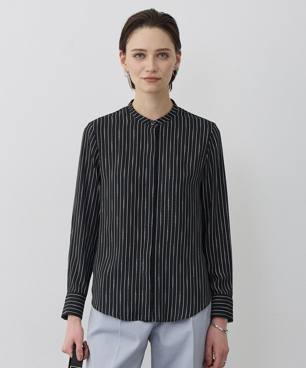 ICB L 【新色追加・WEB限定カラーあり】BackSatinAmunzen バンドカラーブラウス 